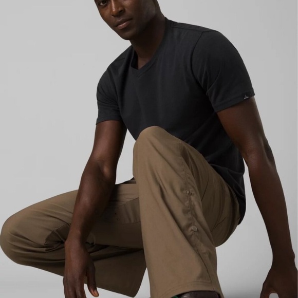 PRANA Pants Mens Sz 36 Brown Stretch Water Repellent Fabric Zip 6 Pocket Outdoor - Picture 11 of 13